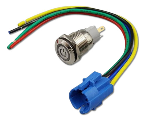 Botão Start 16mm Led Branco + Conector Soquete