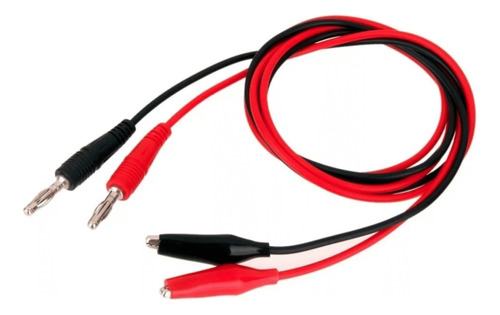 Set Cable Rojo Y Negro 1 Metro Cocodrilo Y Ficha Banana 4mm