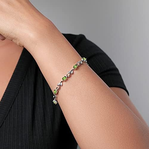 Gem Stone King Pulsera De Tenis De Vid Griega De Peridoto Ve