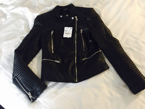 Campera Simil Cuero Zara Nueva E Importada Talle Xs