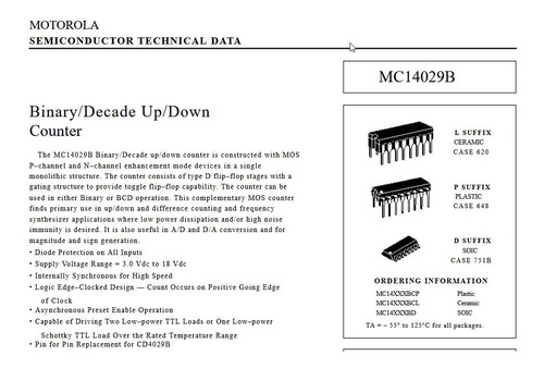 Mc14029bcp 4029 Circuito Integrado Original 4 Pzas