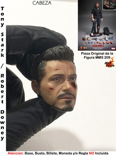 Cabeza Tony Stark Hot Toys Mms209 Escala 1/6 Original (Usado)