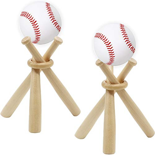 Ronyoung 2sets Baseball Stand Baseball Stand Holder Wooden B