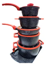 Comprar Set De Ollas Roca Volcánica De 11 Pcs Color Negro