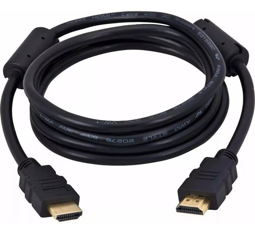 Imagem 2 de 2 de Cabo Hdmi 3 Metros Full Hd 2 Filtros Pontas Douradas