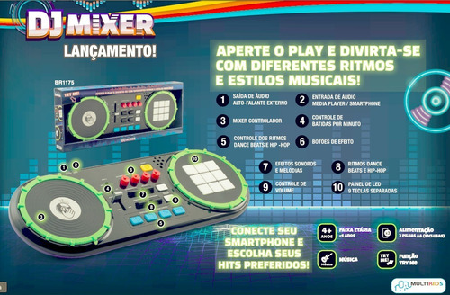 Imagem 4 de 4 de Brinquedo Dj Mixer Painel De Led Multikids - Br1175