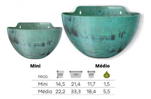 3x Cachepô Elegance De Parede Médio (5,5l) Verde Nutriplan