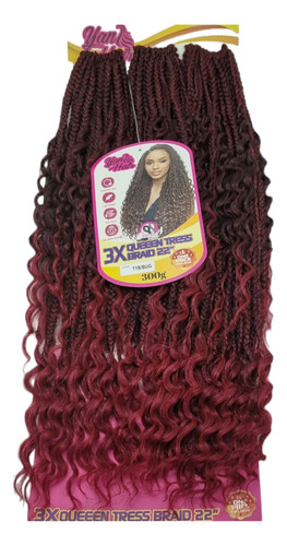 Cabelo Sintético Estilo Gypsy Queeen Trança Com Cachos 300g Cor Preto Com Vermelho #t1b Bug