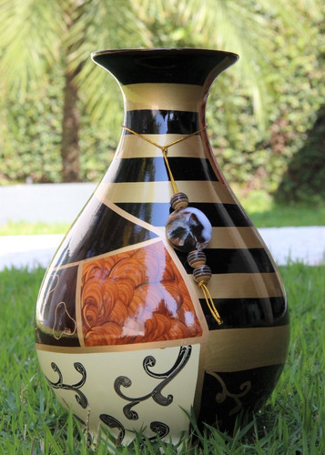 Imagem 5 de 10 de Vaso De Cerâmica Estilo Africano Com Pingente Bu140