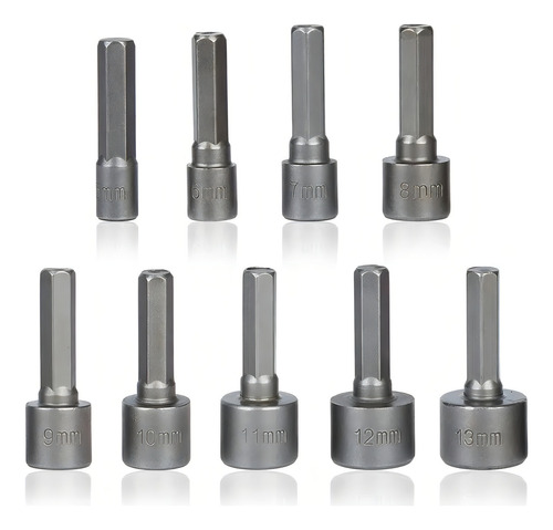 Jogo Kit Bits Soquete Canhão 9 Peças 5 A 13 Mm Parafusadeira