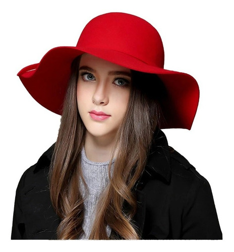 Sombrero Pava Fedora En Paño Para Mujer Talla Ajustable