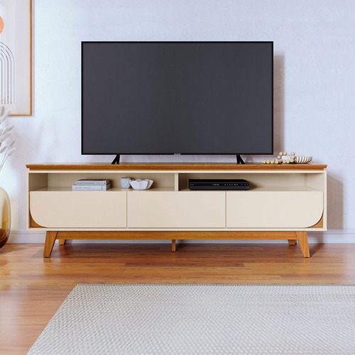 Rack Para Tv Até 75 Polegadas Selene 3 Gavetas Cinamomo/off Cor Bege Claro