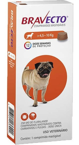 Imagem 1 de 1 de Antipulgas Bravecto Para Cães De 4,5 A 10kg