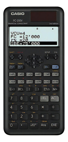 Calculadora Casio Fc 200v 2 W Dt 2da Edicion Negra Color Negro