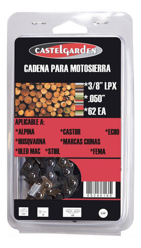 Cadena Motosierra Armada Castel Garden 3/8 Lpx 050 X 62