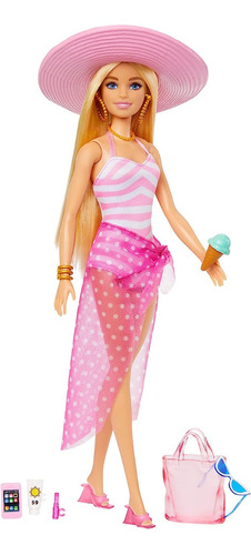 Barbie La Pelicula Muñeca Dia De Playa Con Accesorios 