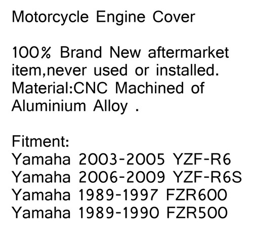 Tapa De Motor Para Yamaha Yzf-r6 03-05 R6s 06-09 Fzr500 Fzr6