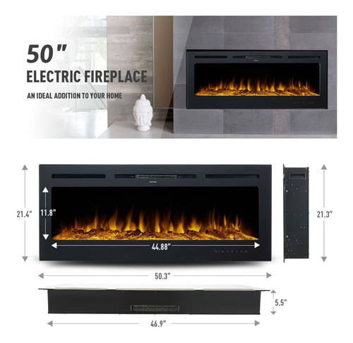 Chimenea Electrica 1500w De 50 Pulgadas Bajo Pedido