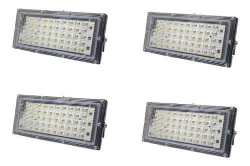 Pack X 4 Reflector Led Blanco 50w Bajo Consumo Exterior