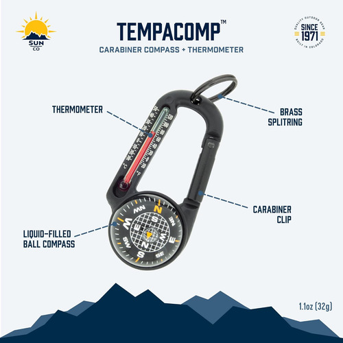 Brújula Y Termómetro Carabiner Para Camping Y Senderismo