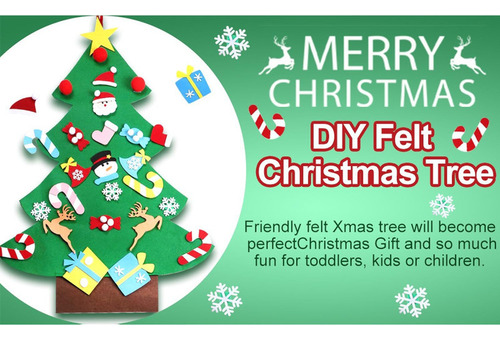 Set De Árbol De Navidad De Fieltro Con Adornos Infantiles