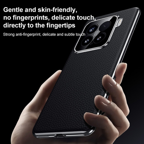 Funda De Teléfono Pc De Cuero Verde Para Xiaomi 15 Pro