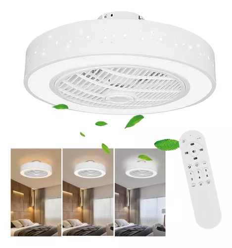 Lámpara de ventilador de techo chino inteligente con ventiladores de  control remoto, lámparas de iluminación LED de techo empotradas para sala  de