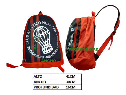 Imagen 4 de 7 de Mochila Club A. Huracán Negro H1
