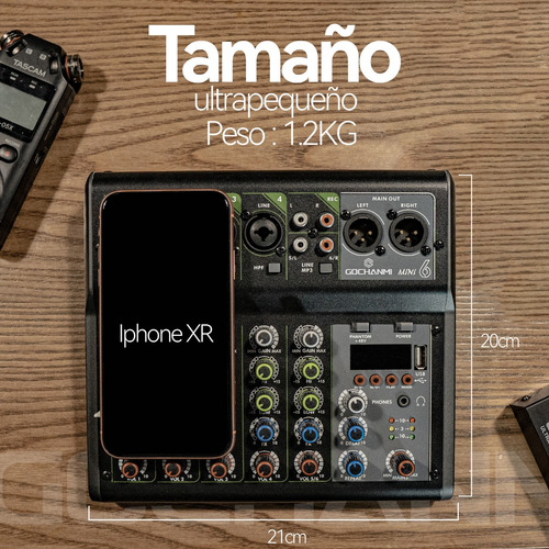 Consola Amplificada Gc Mini6 6 Canales Mezclador Potencia
