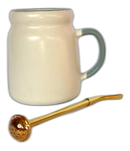 Tazón Hierba Mate Loza + Bombilla Mate