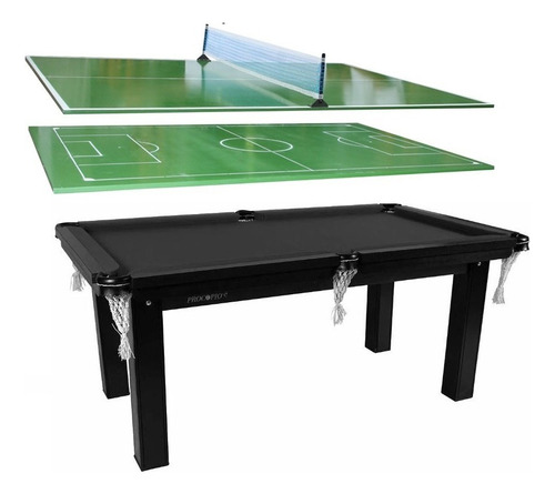 Mesa 4 Em 1 Black Edition Sinuca Ping Pong Futebol Botao Cor do tecido Preto
