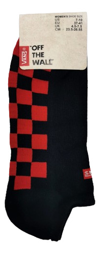 Calcetines Vans Low Classic Kick 1 Par Negro Cuadros Rojo