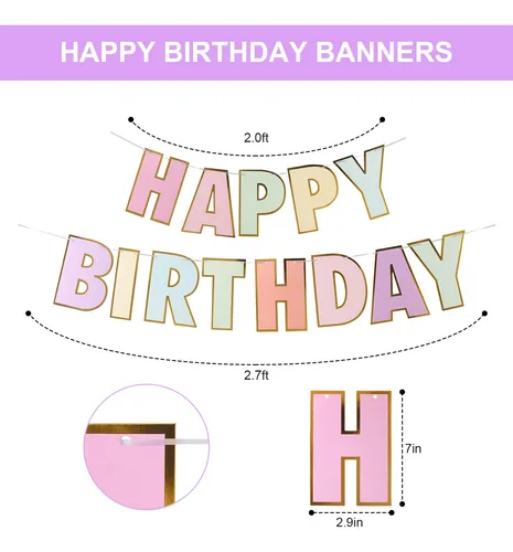 Banner De Cumpleaños Picoway Happy Birthday Para Mujeres Y N