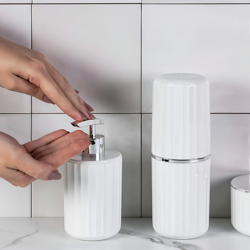 Suporte Porta Sabonete Líquido Dispenser 400ml Groove Cores Cor Rosa