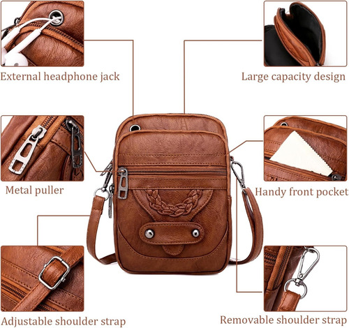 Bolso Multifuncional Impermeable Y Antirrobo Para Moda Mujer Marrón Suave Tirantes Para Los Hombros Marrón
