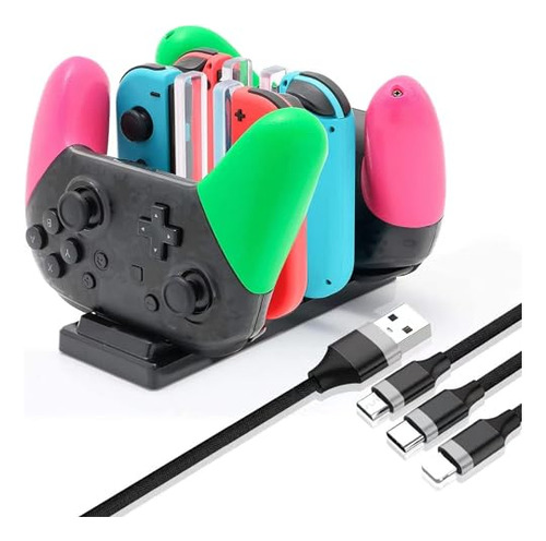 Pack 6 En 1 Dock Cargador Para Nintendo Switch Y Joy-cons