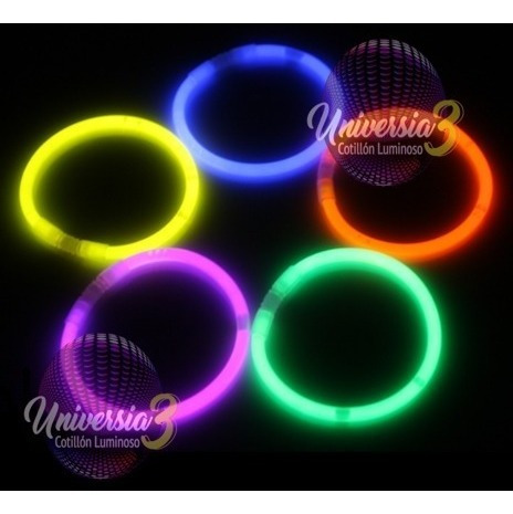 50 Pulsera Neon Quimica Fluo Cotillon Luminoso Combo Carioca