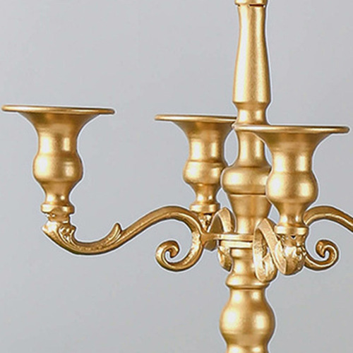 Castiçal Com 5 Ramos Candelabros Dourado 23x63cm