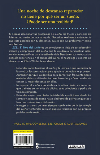 ZZZ... El libro del sueño: La solución a todos tus problemas de descanso, de Winter, Chris. Salud Editorial Aguilar, tapa blanda en español, 2017