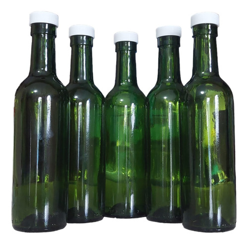 Lote 6 Botellas Vidrio Verde 375ml Taparosca