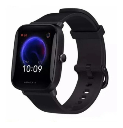 Imagen 2 de 2 de Smartwatch Amazfit Basic Bip U 1.43" caja de policarbonato black, malla black de goma de silicona A2017