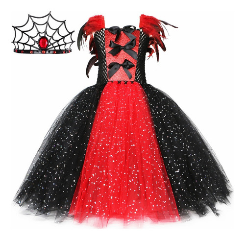 Disfraz De Reina Vampiro Demonio Brillante Para Niñas, Araña