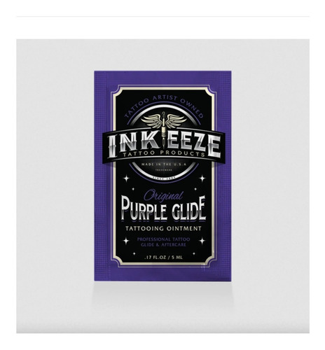 Sobre Crema Para El Cuidado Del Tatuaje Purple Glide 10 Pz.
