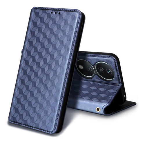 ~ For Honor X7b Cubic Patterned Pu Wallet Card Holder Case