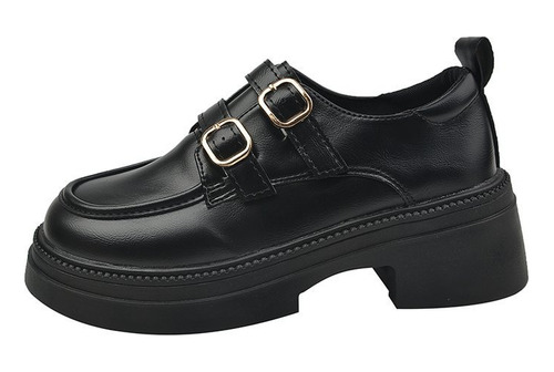 Zapatos De Colegiala Negros Casuales De Suela Gruesa [u]