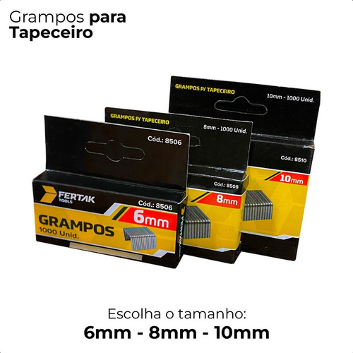 Grampo P/ Grampeador Tapeceiro 6mm 8mm 10mm C/ 3000 Grampos