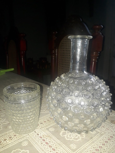 Antigua Botella Y Vaso De Agua (vaso Pedemonte)