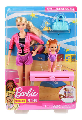 Barbie Gimnasta Artística Gimnasia - Muñeca Rubia Con Niña