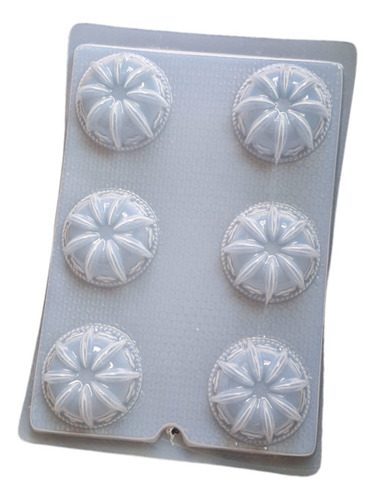 *molde Mediano Gelatinas 6 Semi Roscas Flores Jabon Yeso