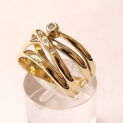 Imagen 7 de 8 de Anillo Calado Oro 18k Cubics 5,3grs N°14 1,2cm Ancho Brumat